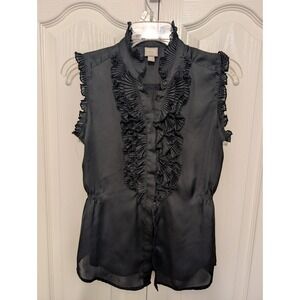 Converse One Star Shirt Women' Small Black Sleeveless Ruffled